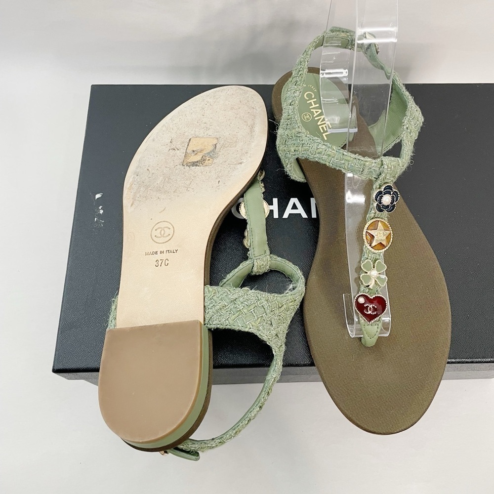 Chanel 17C CC Charm Tweed Sandals - Picture 7 of 8